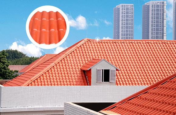 Teja de techo de PVC de plástico rojo de ladrillo de casa residencial